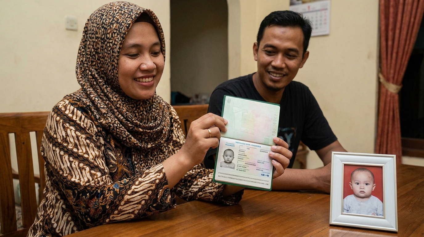 Supporting image showing the final accepted-looking result for pas foto bayi paspor.