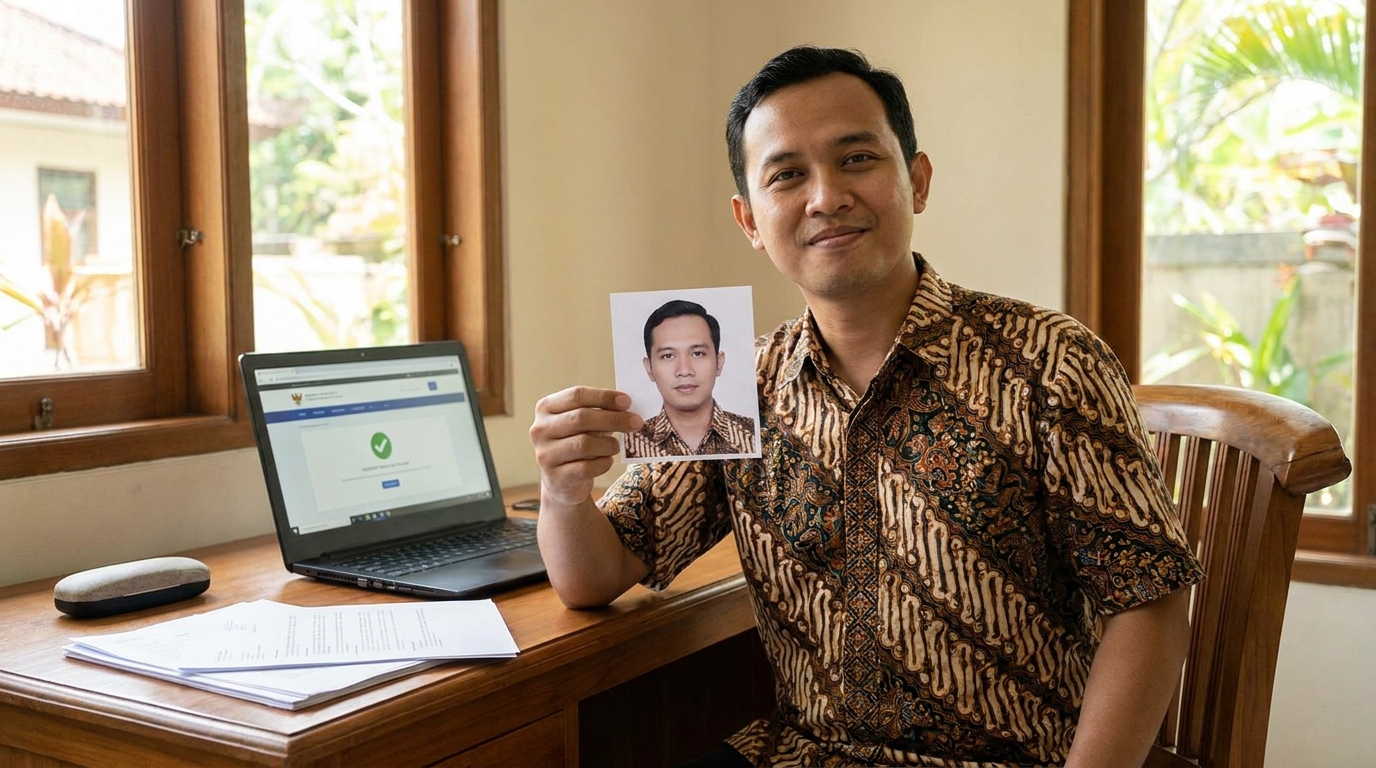 Supporting image showing the final accepted-looking result described in "Kualitas Teknis Agar Lolos Verifikasi".