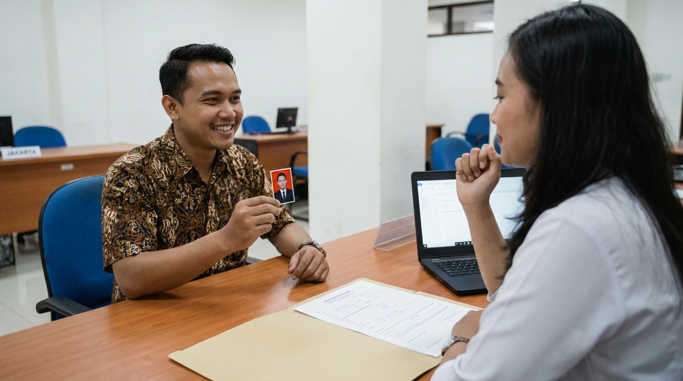 Supporting image showing the final accepted-looking result for pas foto sertifikasi keprofesian.