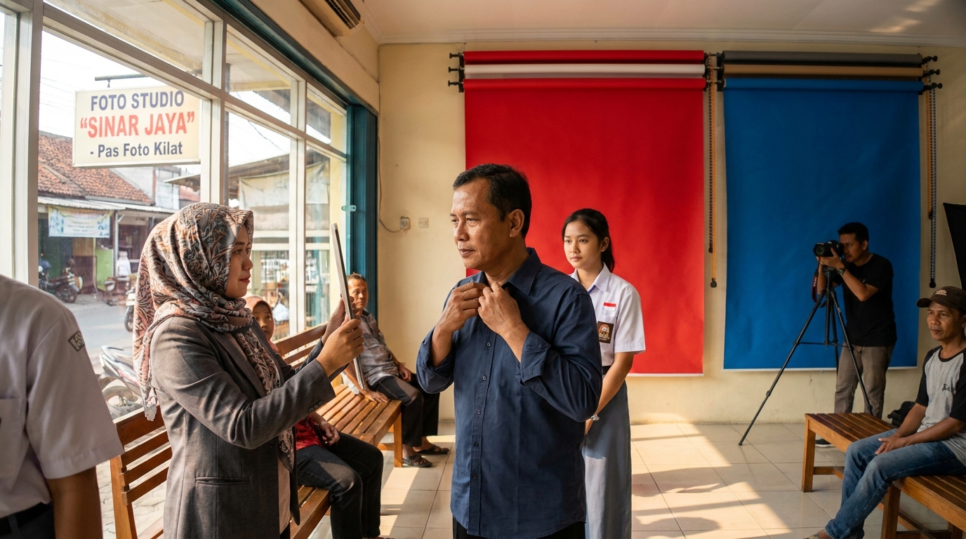 Hero image showing the broader real-world context for baju untuk pas foto merah biru, inspired by the section "Jenis Kerah dan Tekstur Pakaian".