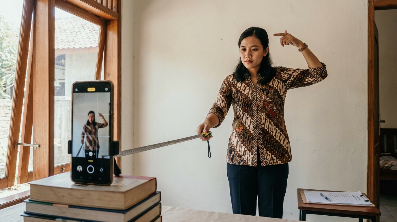 Supporting image that visualizes the requirements, checklist, or technical standards from "Pengaturan Jarak dan Pose".