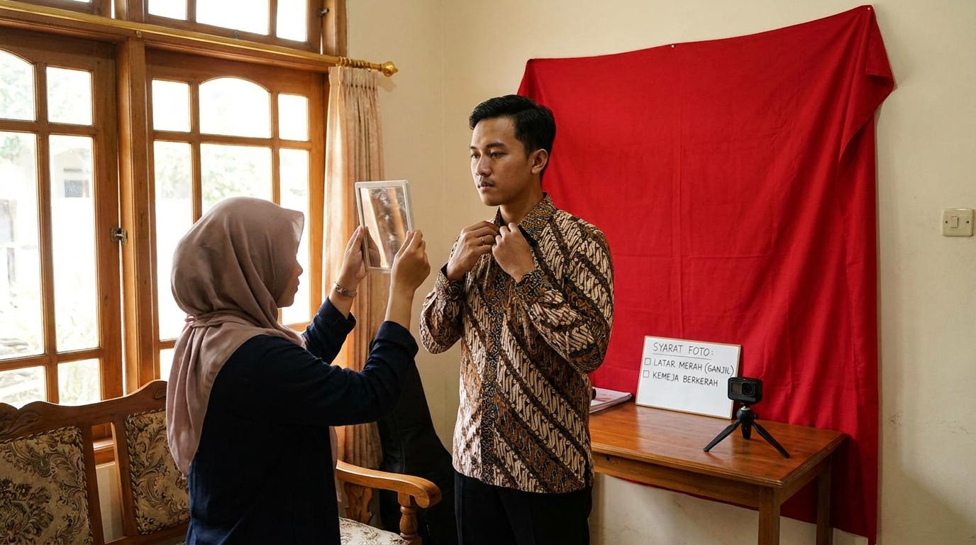 Supporting image that visualizes the requirements, checklist, or technical standards from "Ketentuan Warna Latar dan Pakaian".