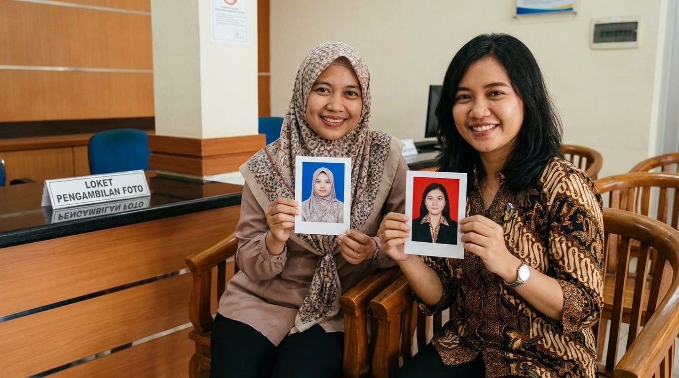 Supporting image showing the final accepted-looking result for tips pas foto untuk wanita berjilbab dan tidak.