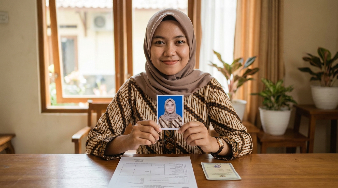 Supporting image showing the final accepted-looking result for pas foto ART pekerja domestik.