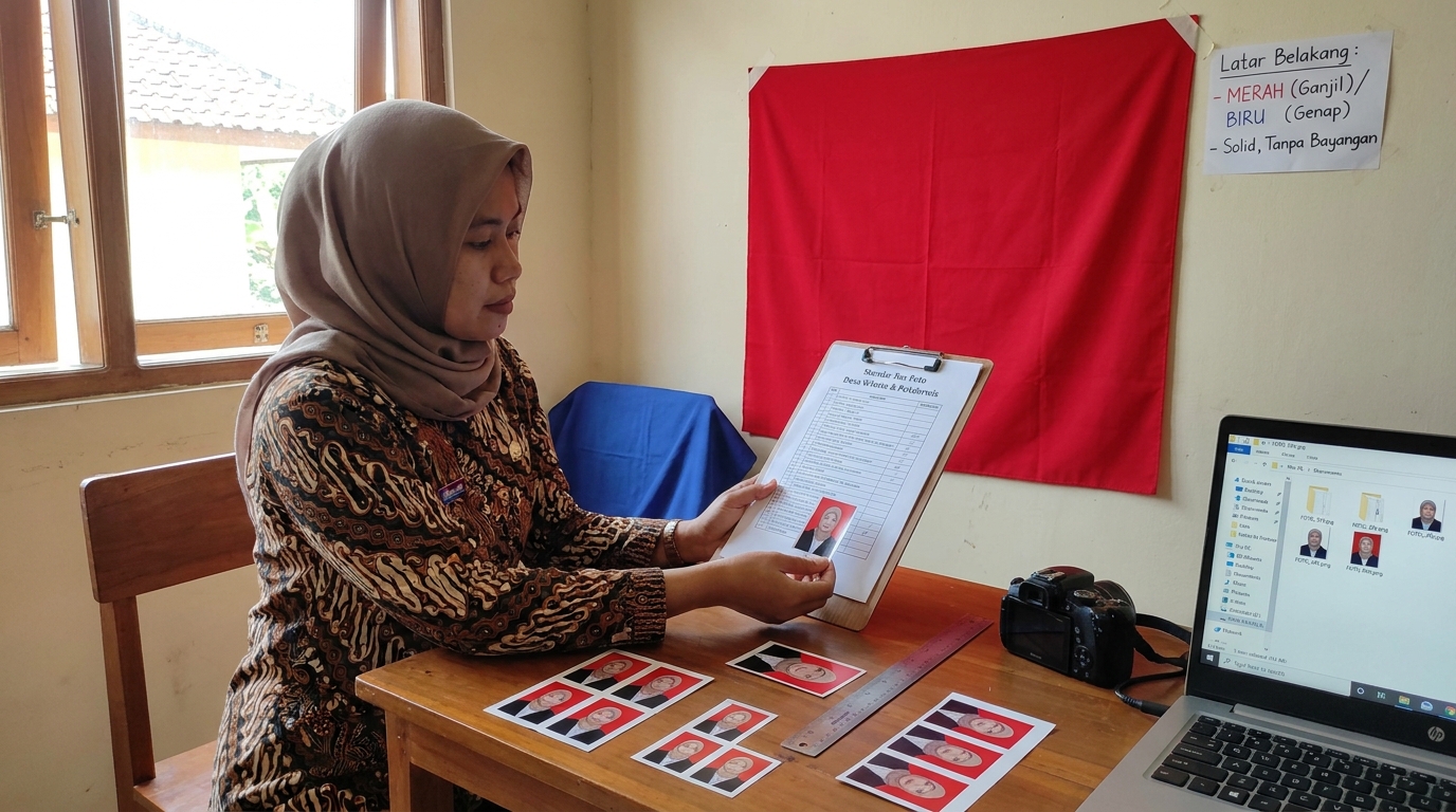 Supporting image that visualizes the requirements, checklist, or technical standards from "Standar Ukuran dan Warna Latar Belakang".