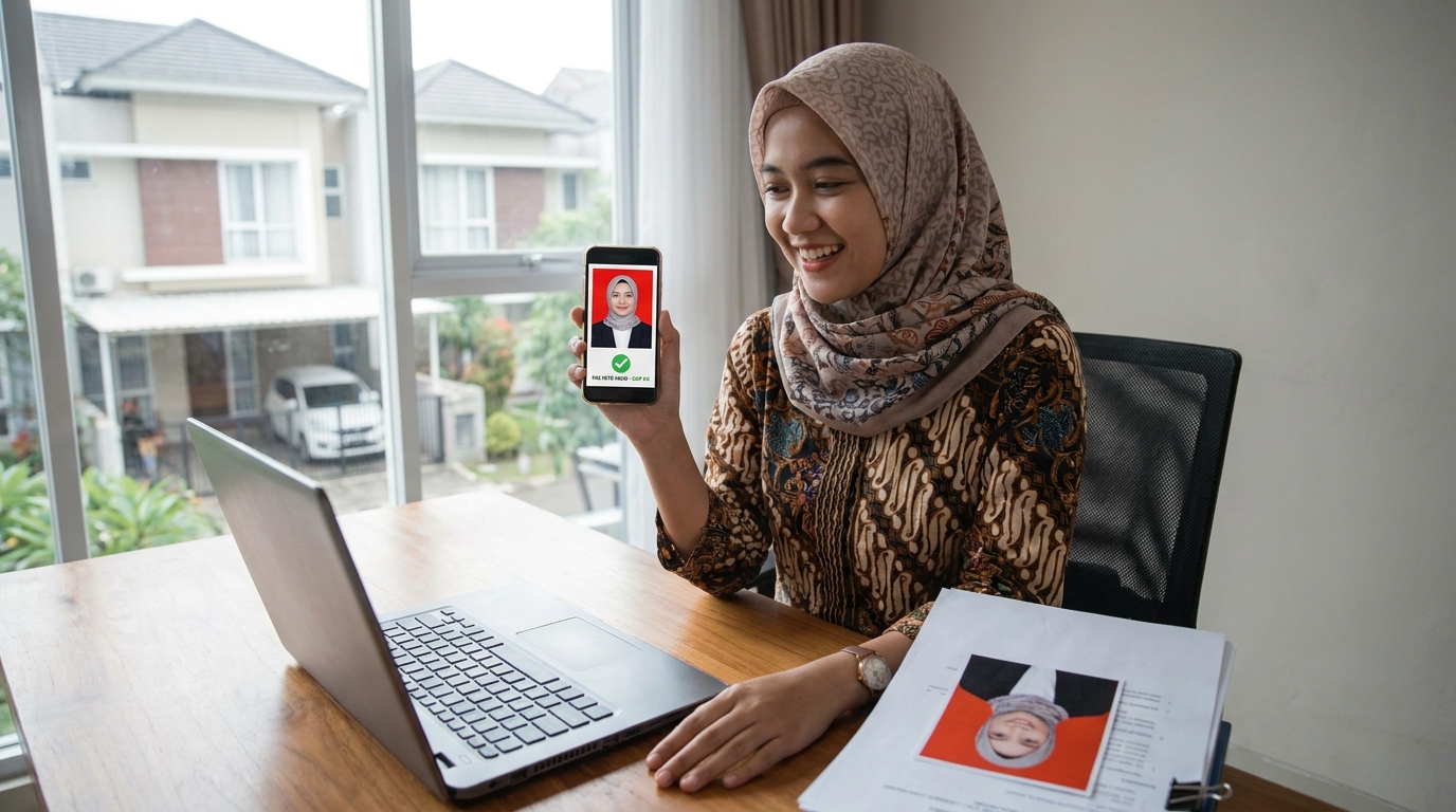 Supporting image showing the final accepted-looking result described in "Mengenal Data Tersembunyi dalam Pas Foto".