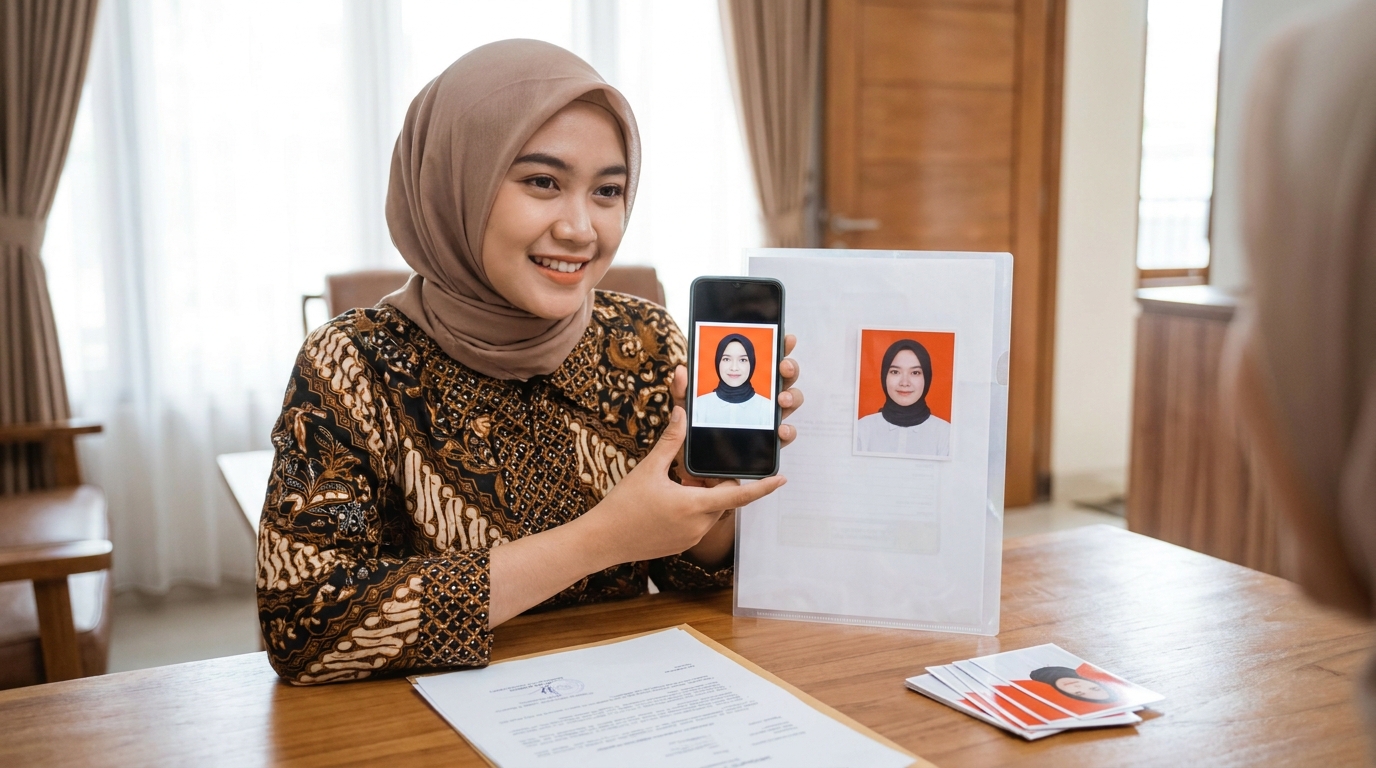 Supporting image showing the final accepted-looking result for pas foto digital vs cetak.