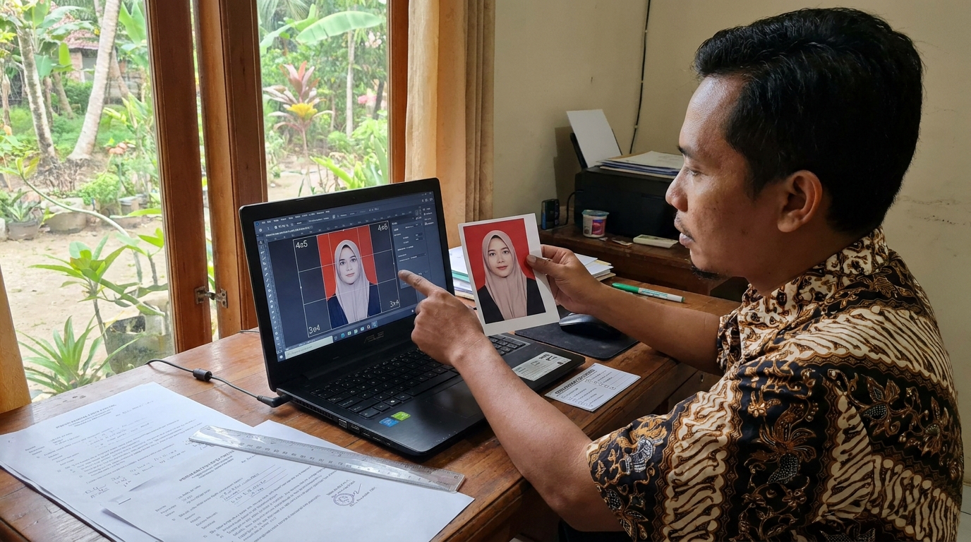 Supporting image that visualizes the requirements, checklist, or technical standards from "Atur Resolusi dan Rasio Terlebih Dahulu".