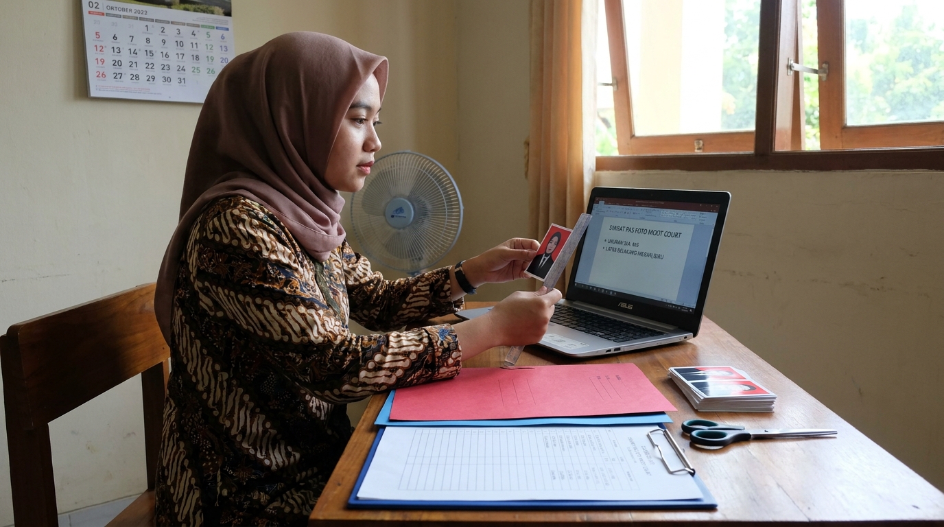 Supporting image that visualizes the requirements, checklist, or technical standards from "Spesifikasi Ukuran dan Latar Belakang".