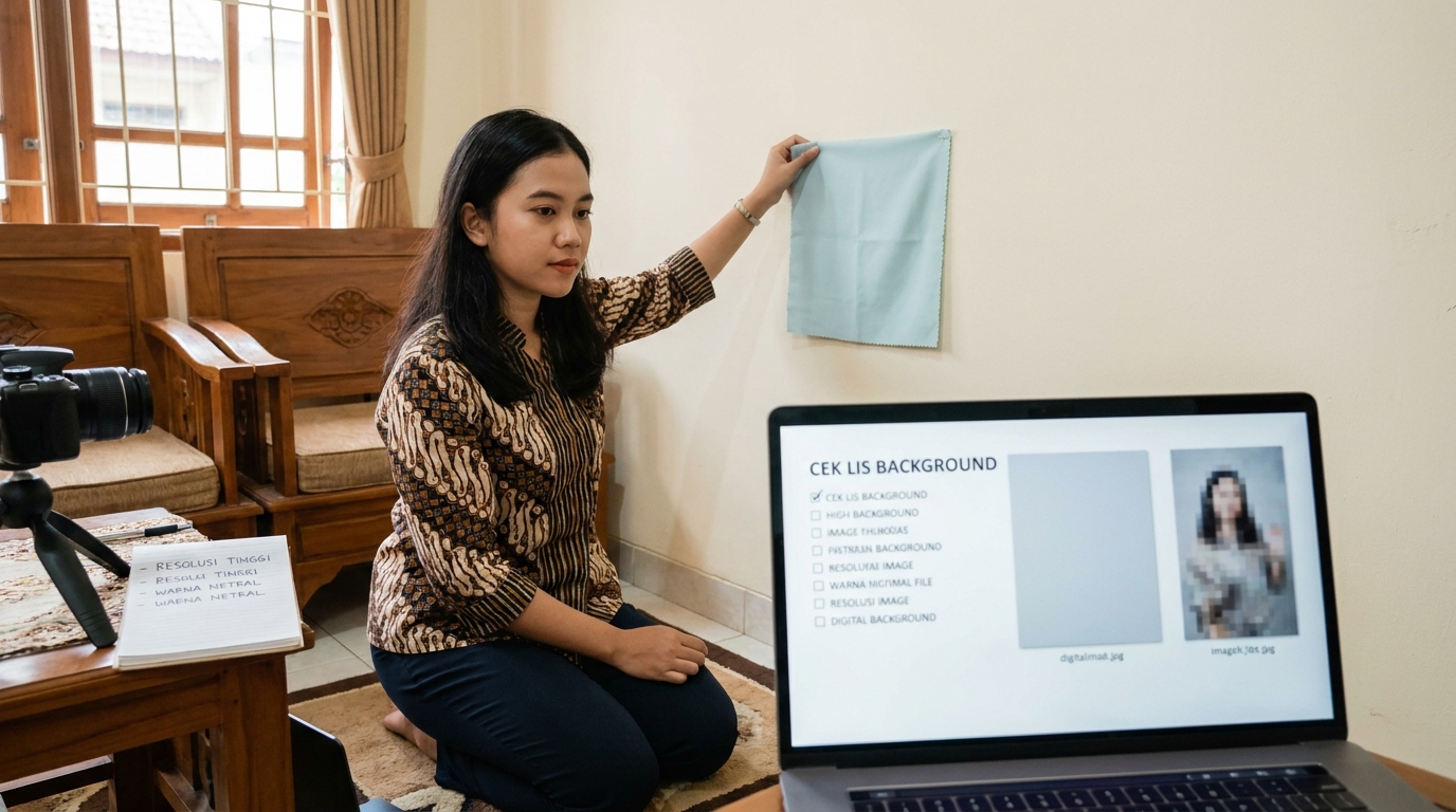 Supporting image that visualizes the requirements, checklist, or technical standards from "Memilih Background yang Sesuai Tema".