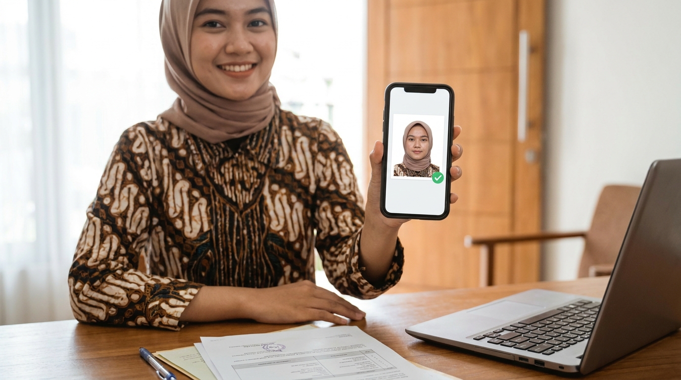 Supporting image showing the final accepted-looking result described in "Memenuhi Standar Biometrik KTP dan Buku Nikah".