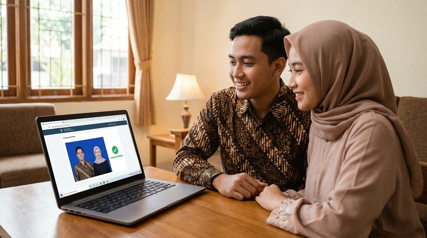 Supporting image showing the final accepted-looking result described in "Langkah Praktis Menyiapkan Foto dengan PasPoto".