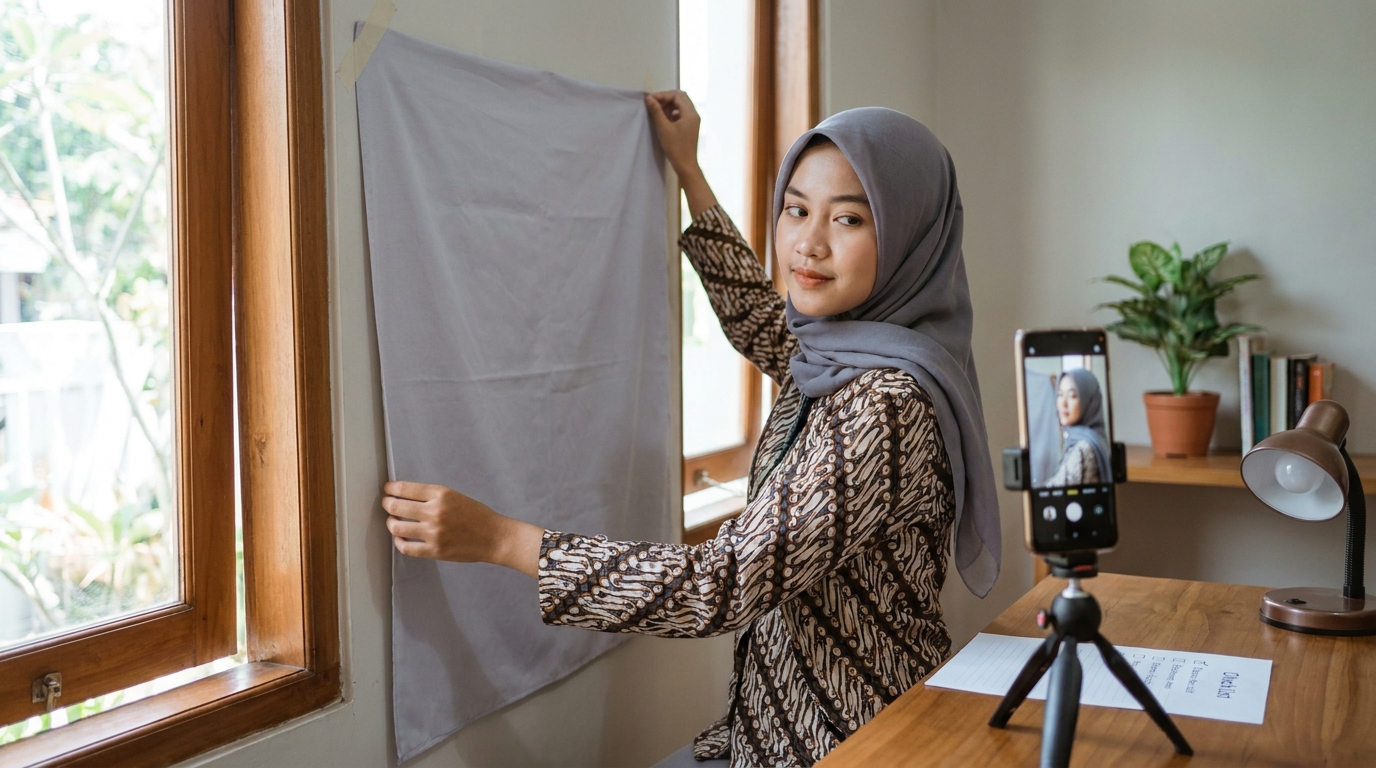 Supporting image that visualizes the requirements, checklist, or technical standards from "Pencahayaan dan Latar Belakang".