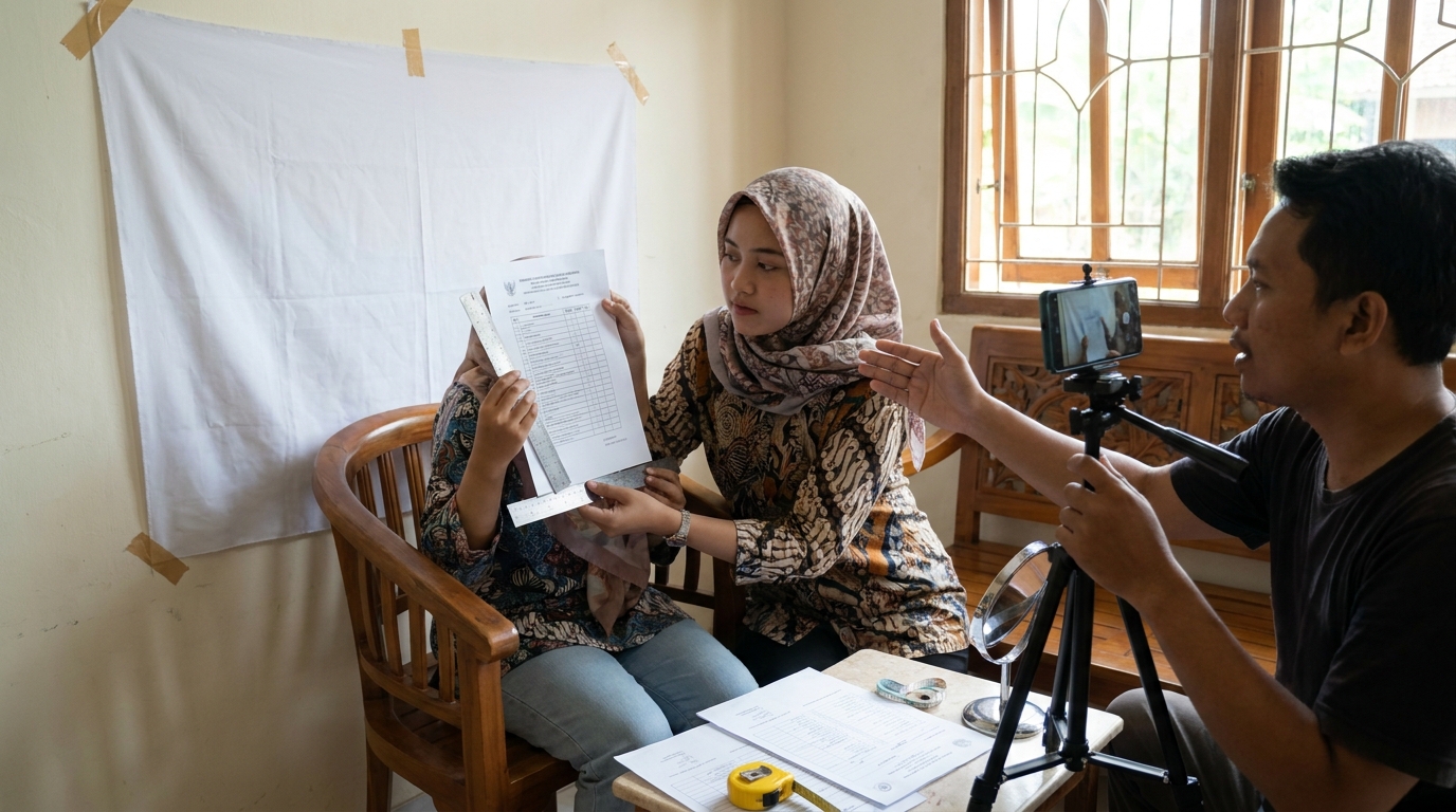 Supporting image that visualizes the requirements, checklist, or technical standards from "Spesifikasi Teknis dan Komposisi Wajah".