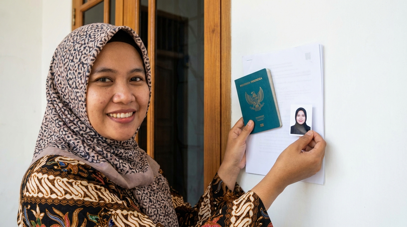 Supporting image showing the final accepted-looking result for pas foto perpanjangan paspor habis.