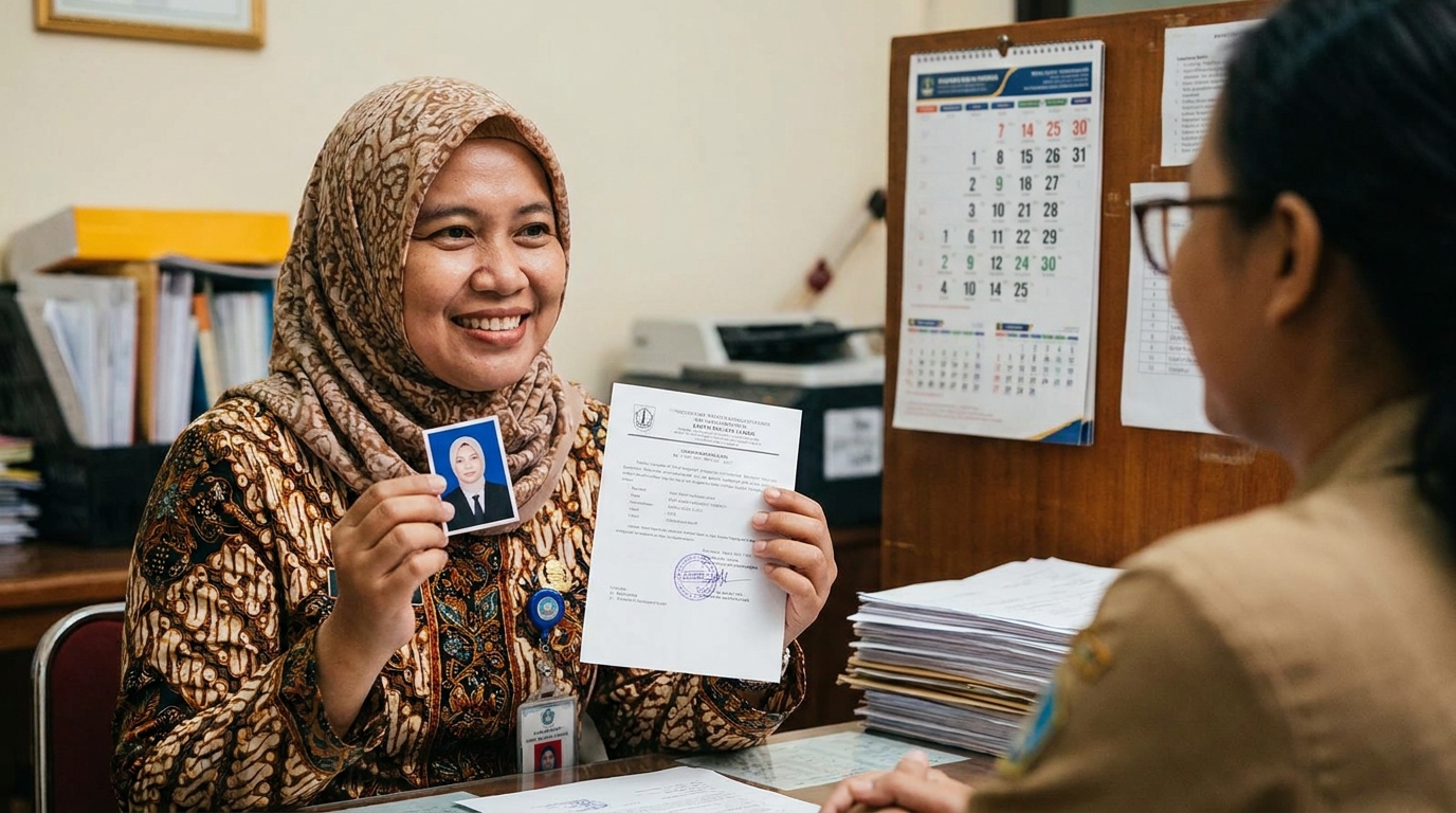 Supporting image showing the final accepted-looking result for pas foto wali kelas guru mapel.