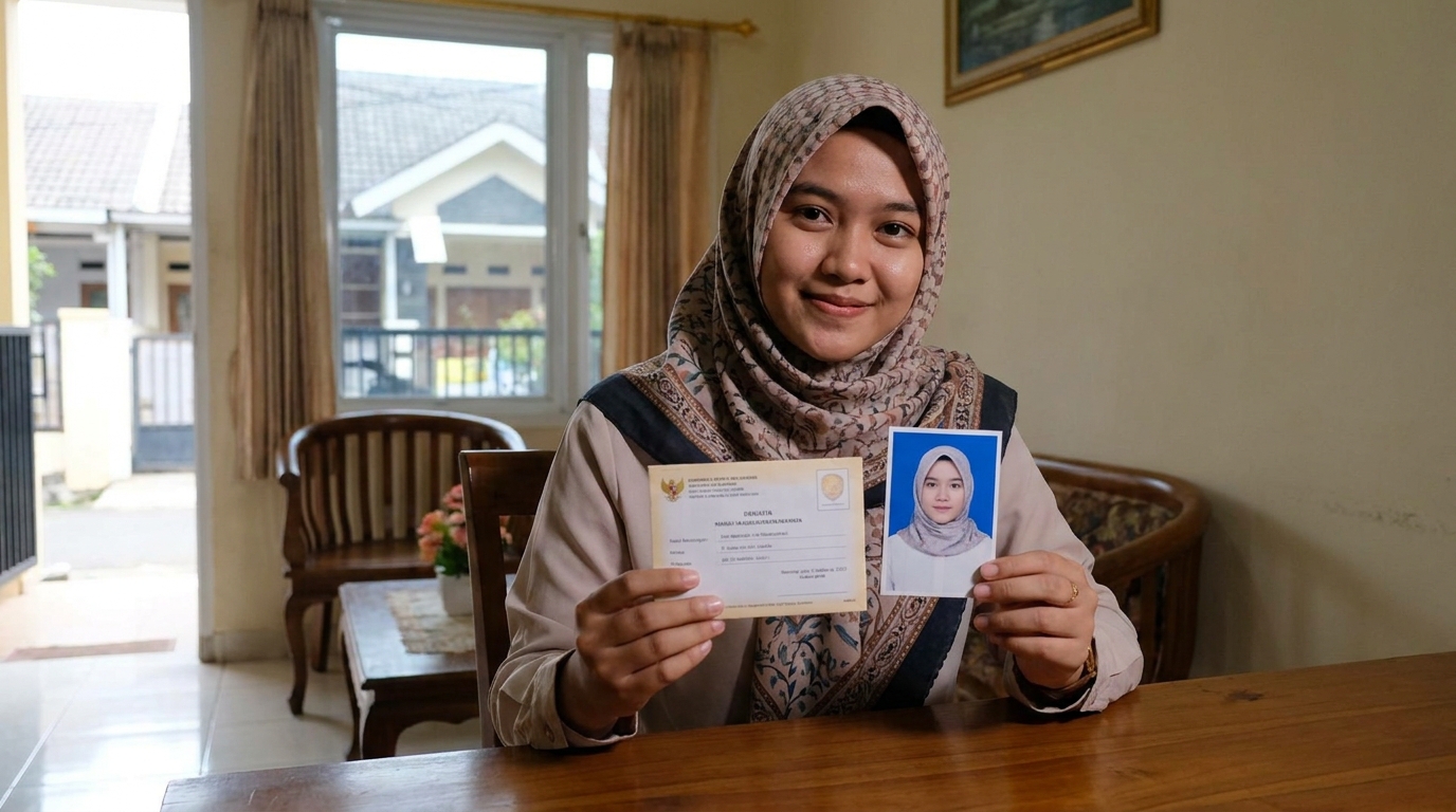 Supporting image showing the final accepted-looking result for pas foto ekspresi tidak netral.