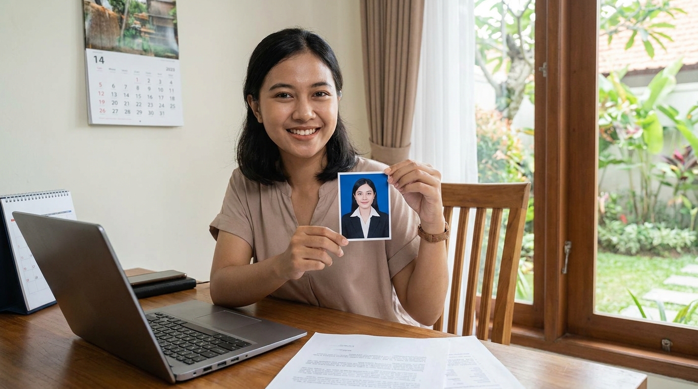 Supporting image showing the final accepted-looking result for pas foto CPNS diplomatik Kemlu.