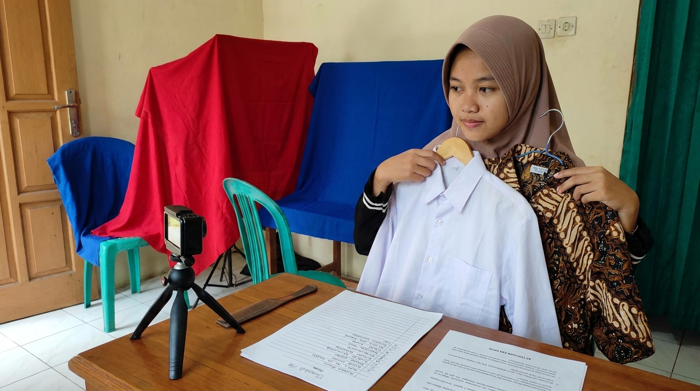 Supporting image that visualizes the requirements, checklist, or technical standards from "Ketentuan Warna Latar dan Pakaian".
