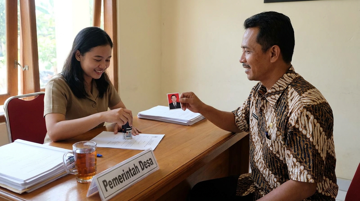 Supporting image showing the final accepted-looking result for pas foto kepala desa perangkat.