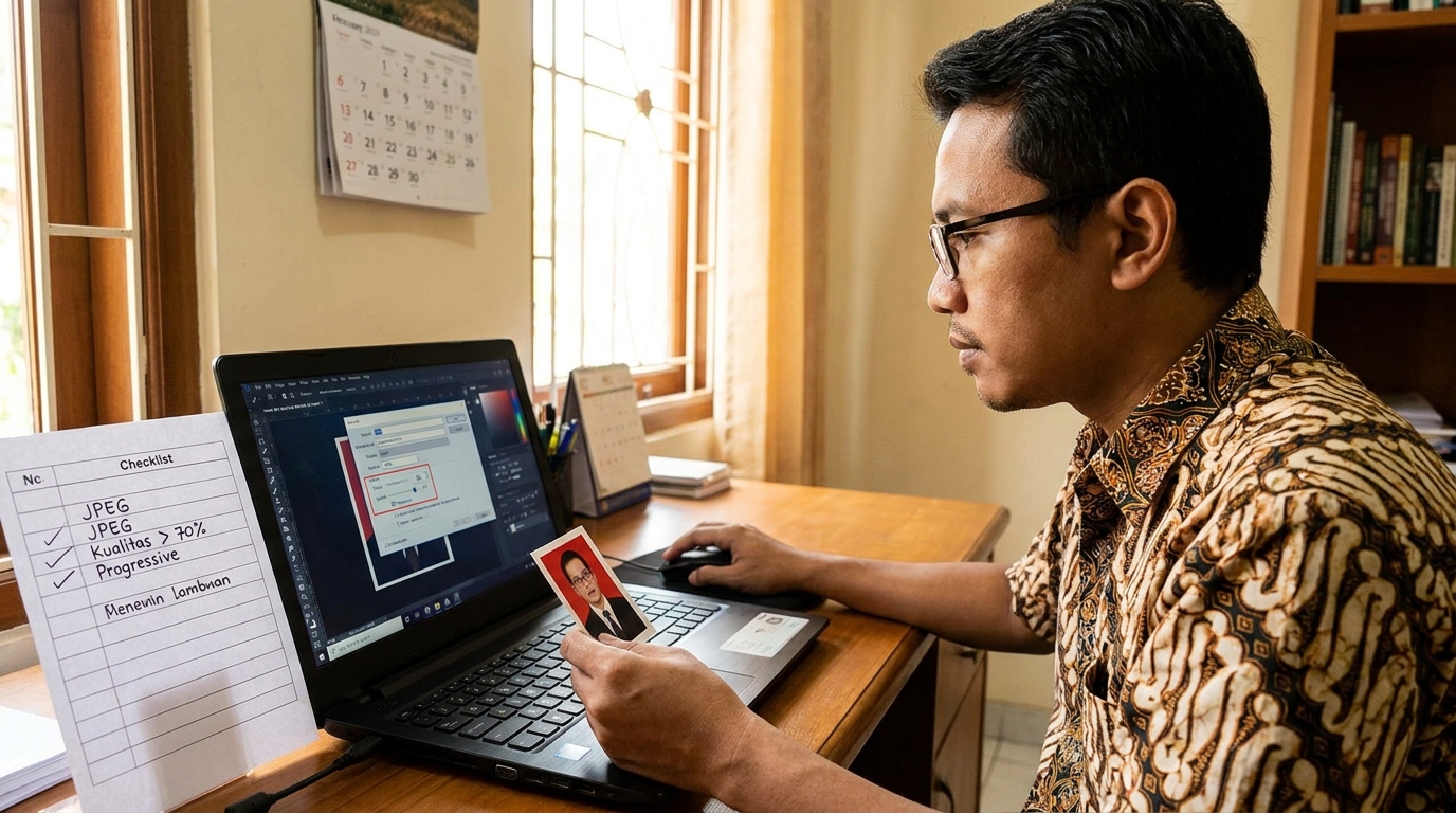 Supporting image that visualizes the requirements, checklist, or technical standards from "Pilih Format JPEG dengan Kualitas Terukur".