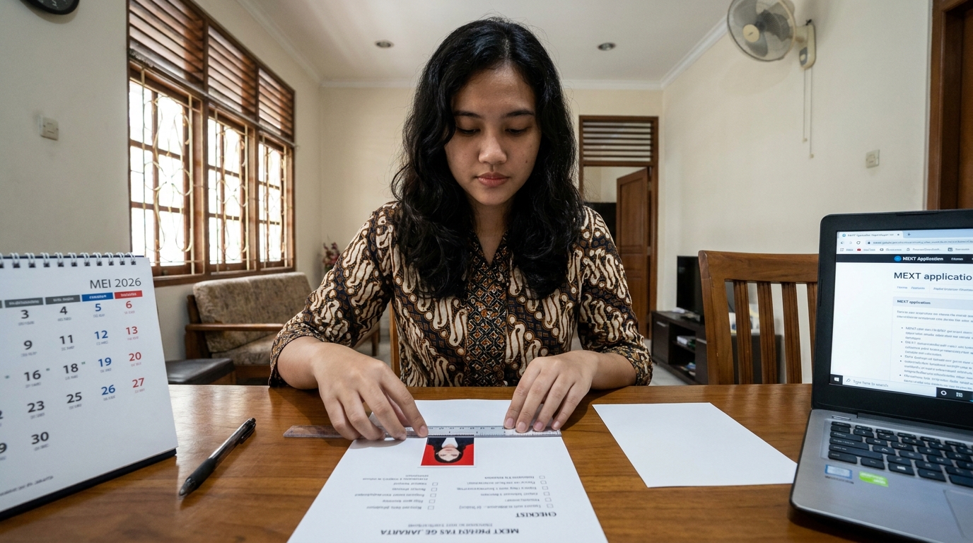 Supporting image that visualizes the requirements, checklist, or technical standards from "Spesifikasi Teknis Foto MEXT 2026".
