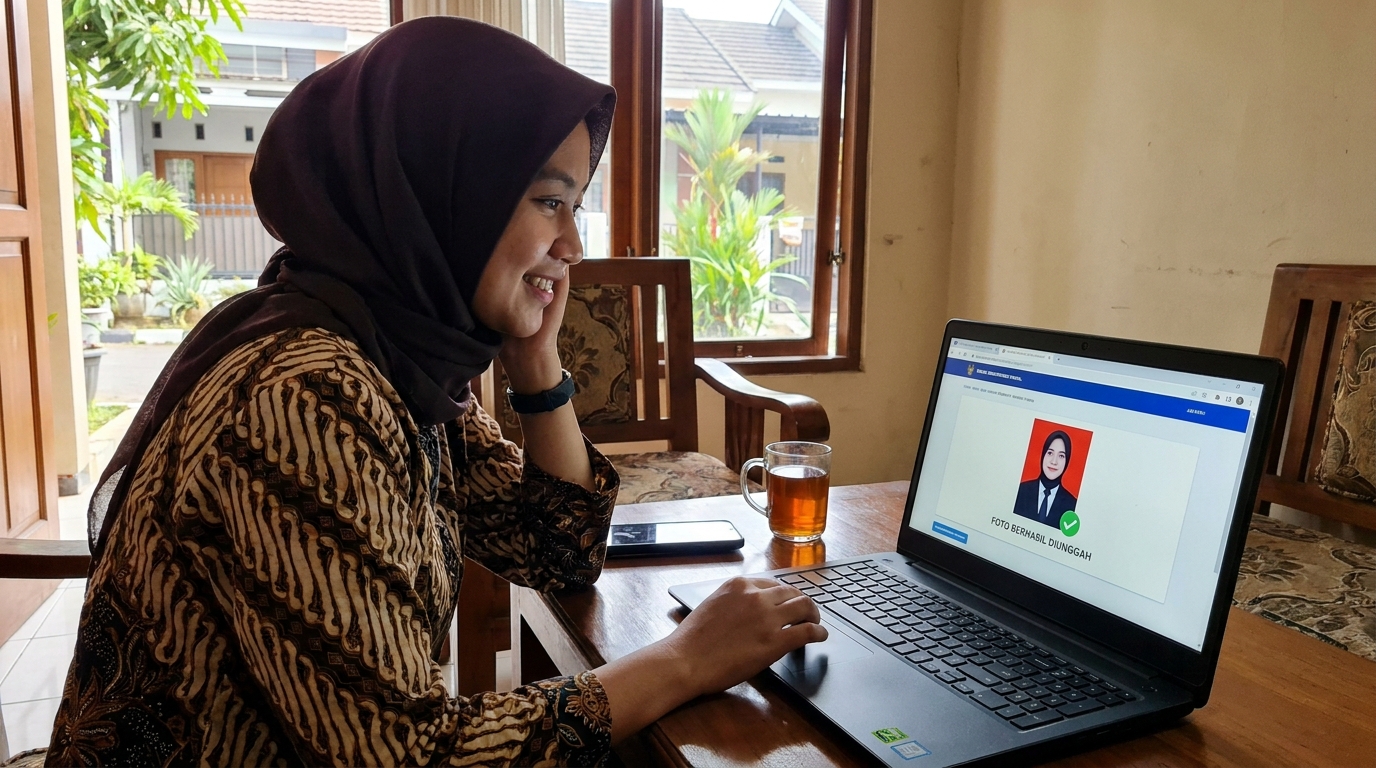 Supporting image showing the final accepted-looking result described in "Solusi Praktis untuk Hasil Foto Standar Instansi".