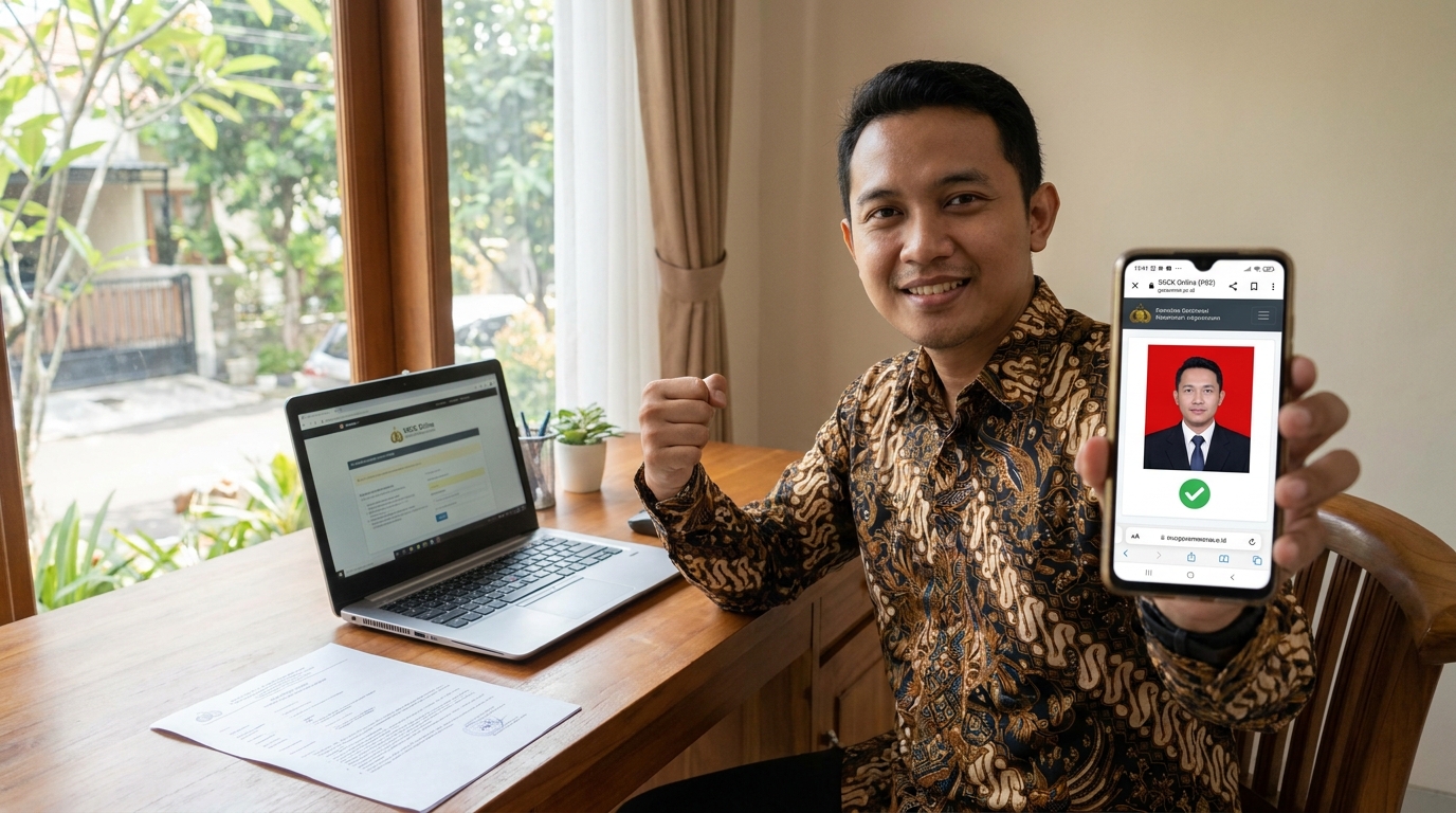 Supporting image showing the final accepted-looking result described in "Kesalahan Umum yang Menyebabkan Foto Ditolak".