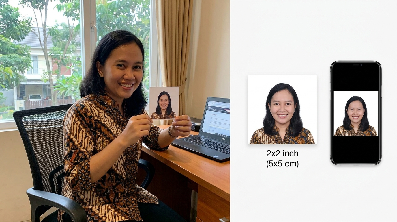 Supporting image showing the final accepted-looking result described in "Langkah Praktis Mendapatkan Foto yang Sesuai Ketentuan".