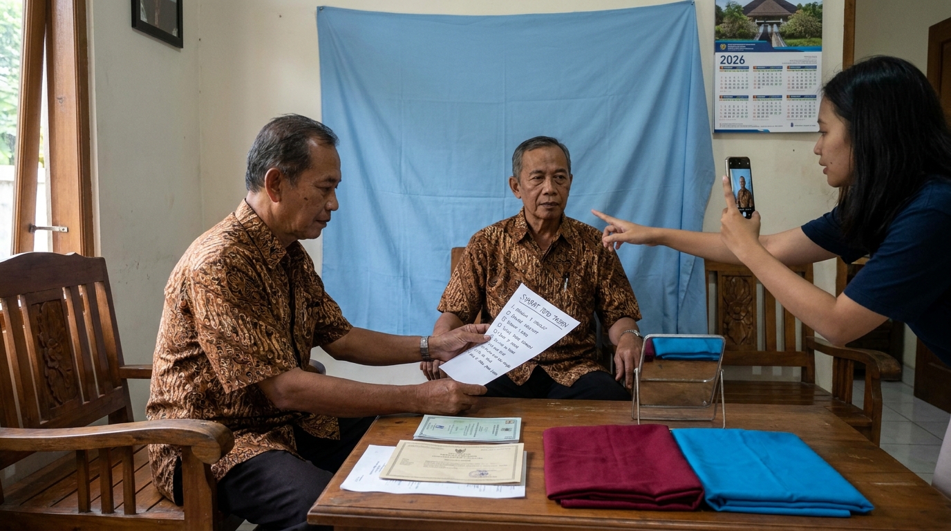 Supporting image that visualizes the requirements, checklist, or technical standards from "Kriteria Teknis dan Atribut Pakaian yang Sesuai".