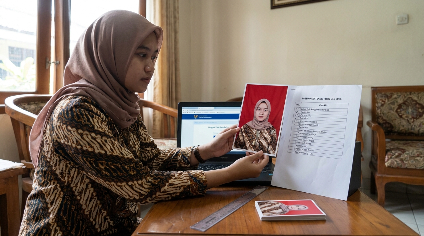 Supporting image that visualizes the requirements, checklist, or technical standards from "Spesifikasi Teknis Foto STR 2026".