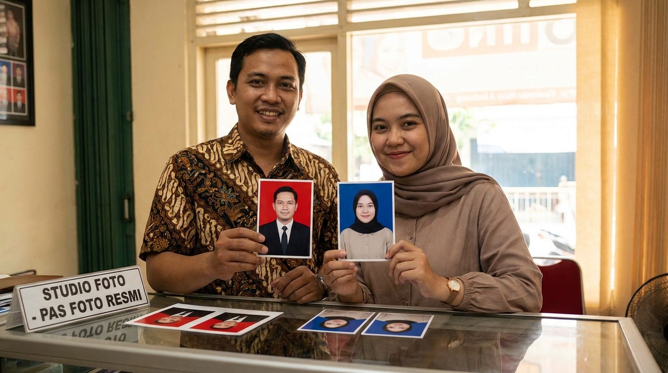 Supporting image showing the final accepted-looking result described in "Makna di Balik Latar Merah dan Biru".