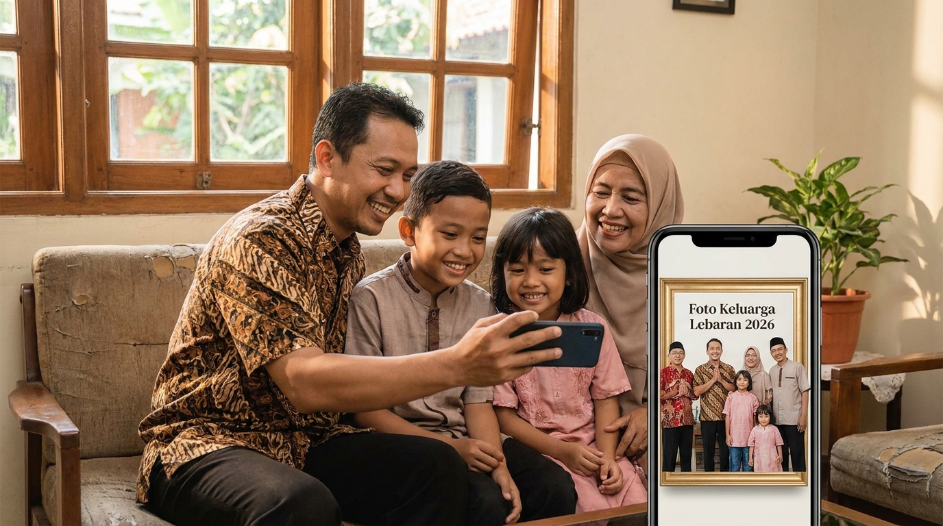 Supporting image showing the final accepted-looking result for foto keluarga lebaran 2026.