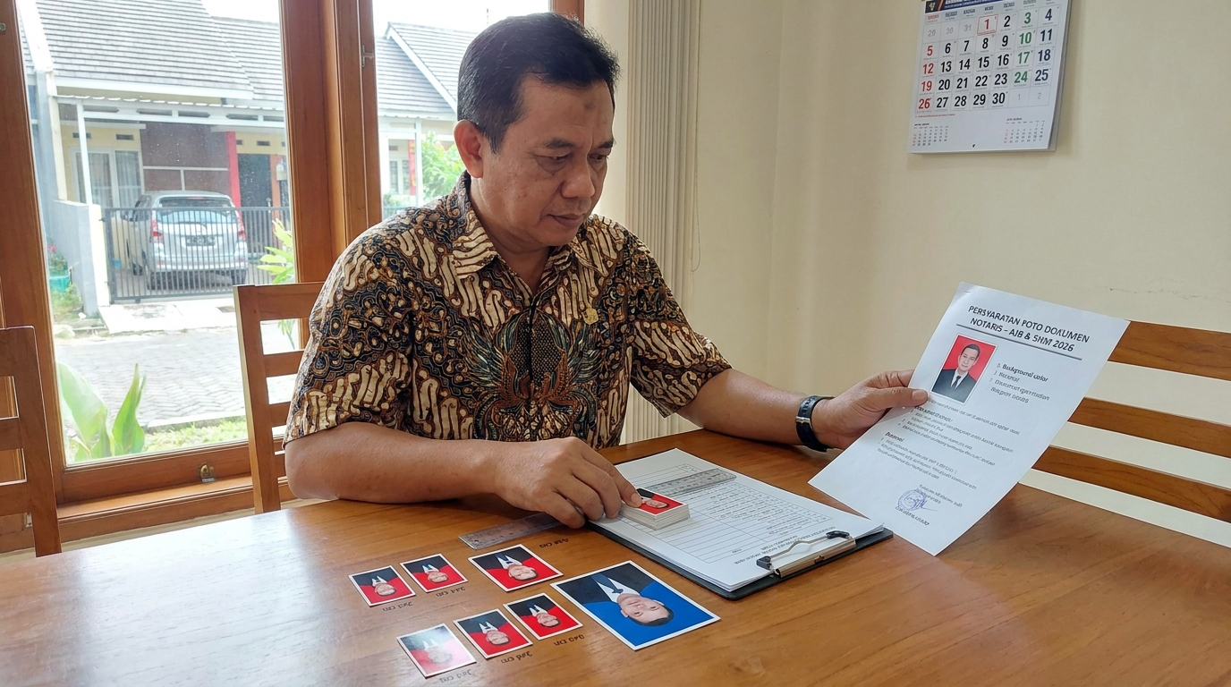 Supporting image that visualizes the requirements, checklist, or technical standards from "Ukuran dan Spesifikasi Foto untuk AJB dan SHM".
