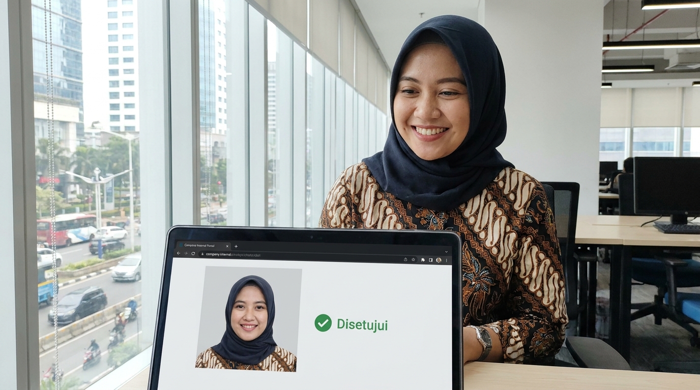 Supporting image showing the final accepted-looking result for foto profile karyawan.
