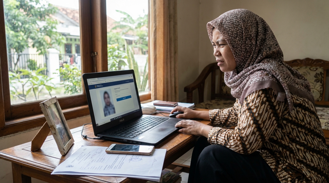 Supporting image showing the main action or workflow for pas foto buram verifikasi dukcapil.