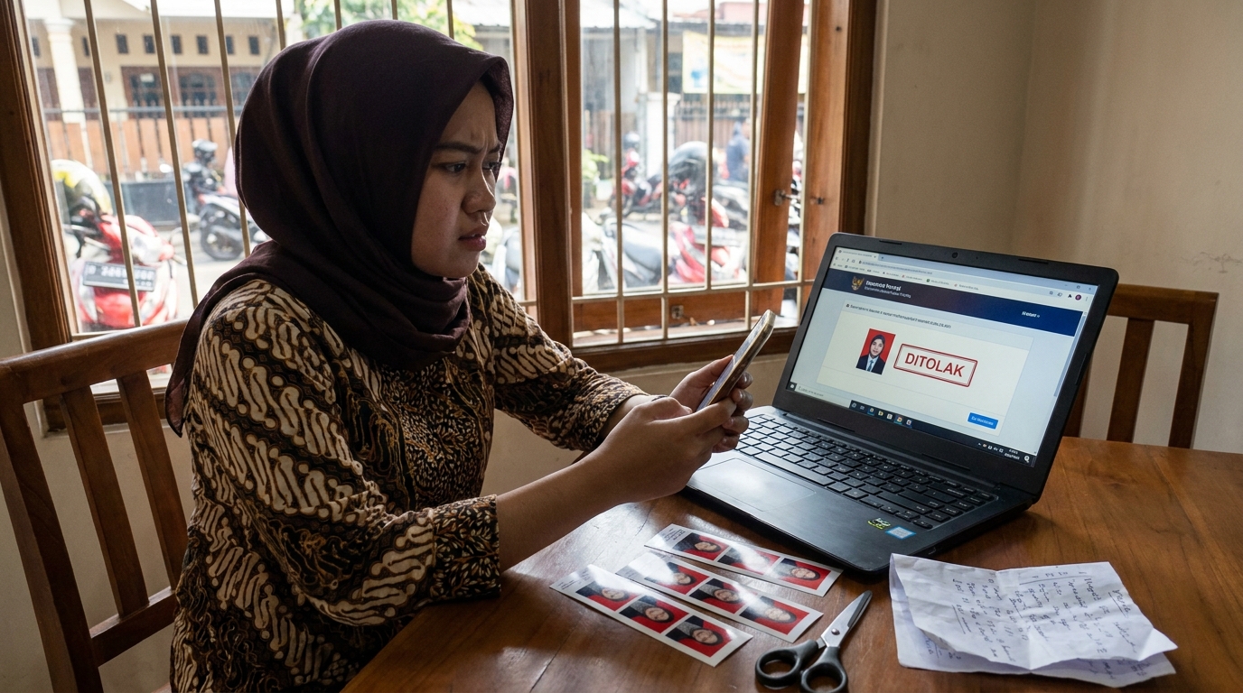 Supporting image showing the main action or workflow for kesalahan pas foto ditolak verifikasi.