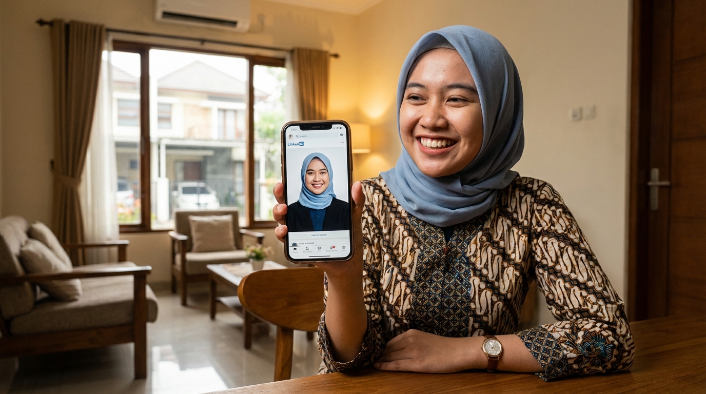 Supporting image showing the final accepted-looking result described in "Sentuhan Akhir: Menggunakan AI untuk Hasil Kualitas Studio".
