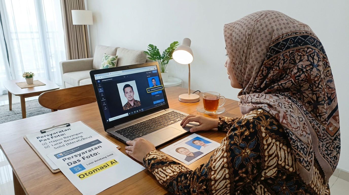Supporting image that visualizes the requirements, checklist, or technical standards from "Otomasi dengan AI Background Remover".