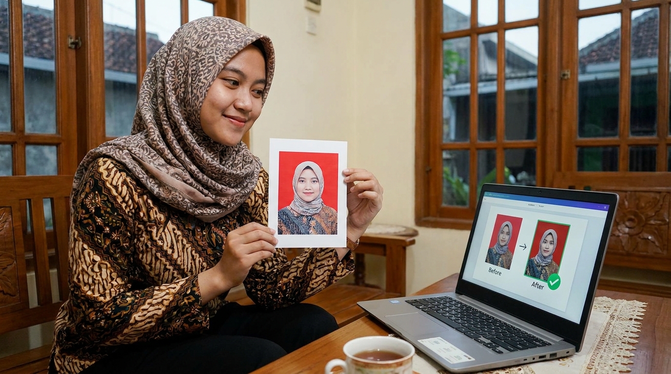 Supporting image showing the final accepted-looking result described in "Penggunaan AI untuk Koreksi Warna Otomatis".