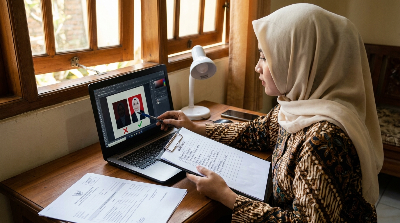 Supporting image that visualizes the requirements, checklist, or technical standards from "Mengapa Pencahayaan Pas Foto Sangat Krusial".