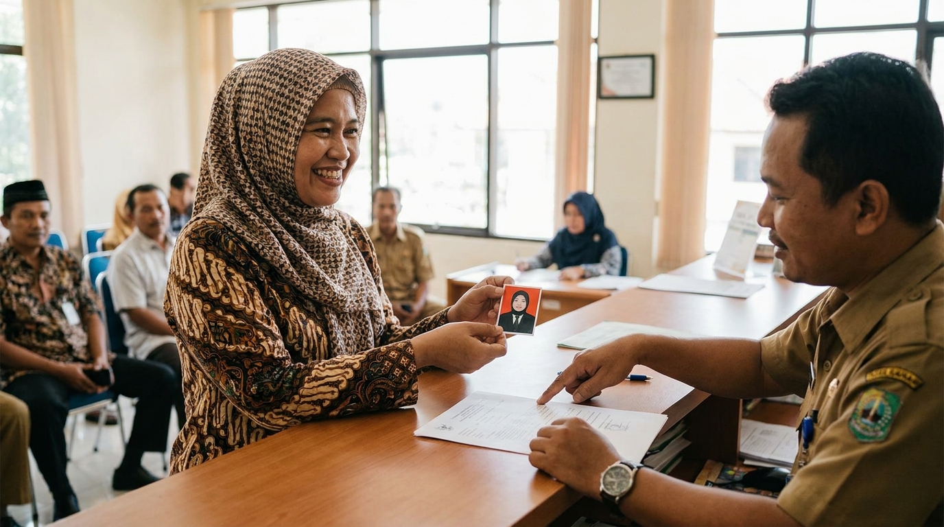 Supporting image showing the final accepted-looking result for memperbaiki pas foto terlalu gelap.