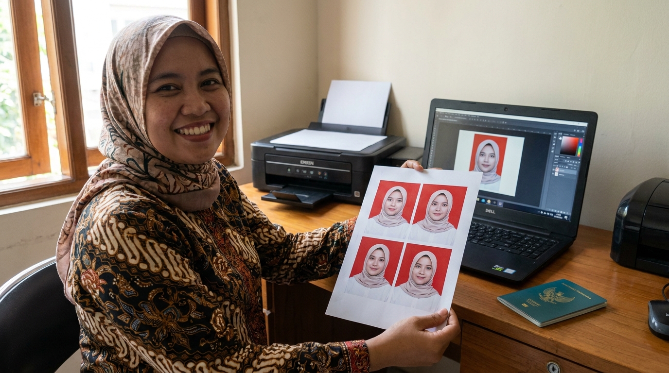 Supporting image showing the final accepted-looking result for cara cetak pas foto.