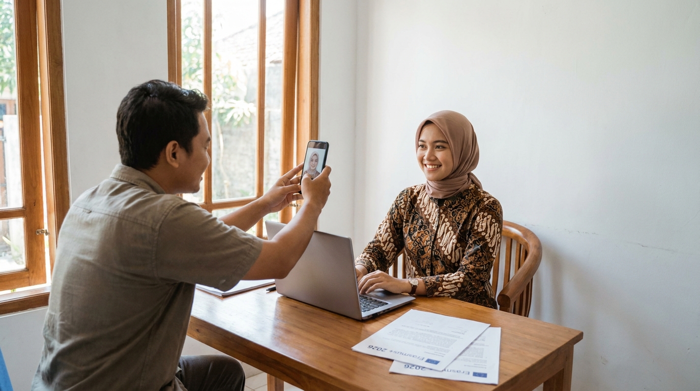 Panduan Lengkap Pas Foto Beasiswa Erasmus+ 2026: Standar Uni Eropa & Tips Sukses