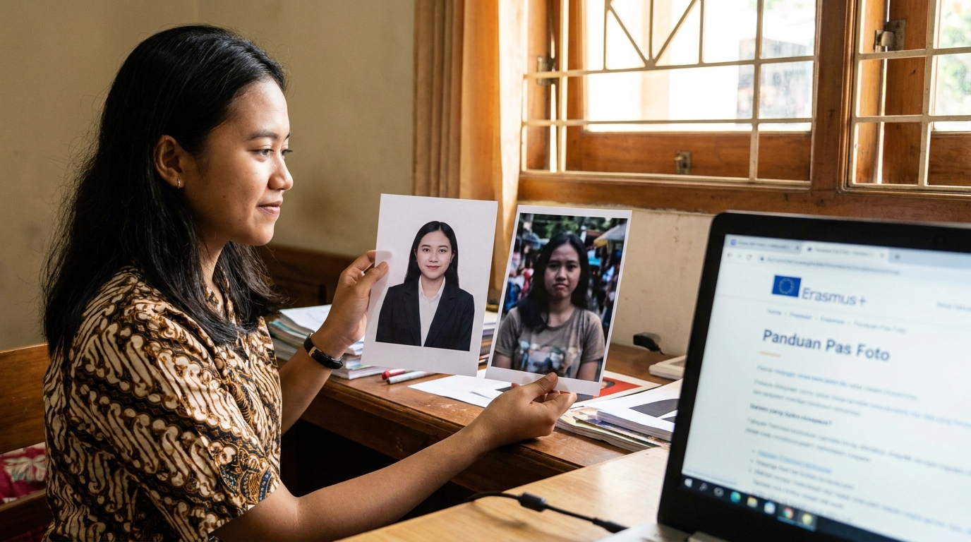 Supporting image showing a clear evaluation or comparison for pas foto beasiswa erasmus 2026.