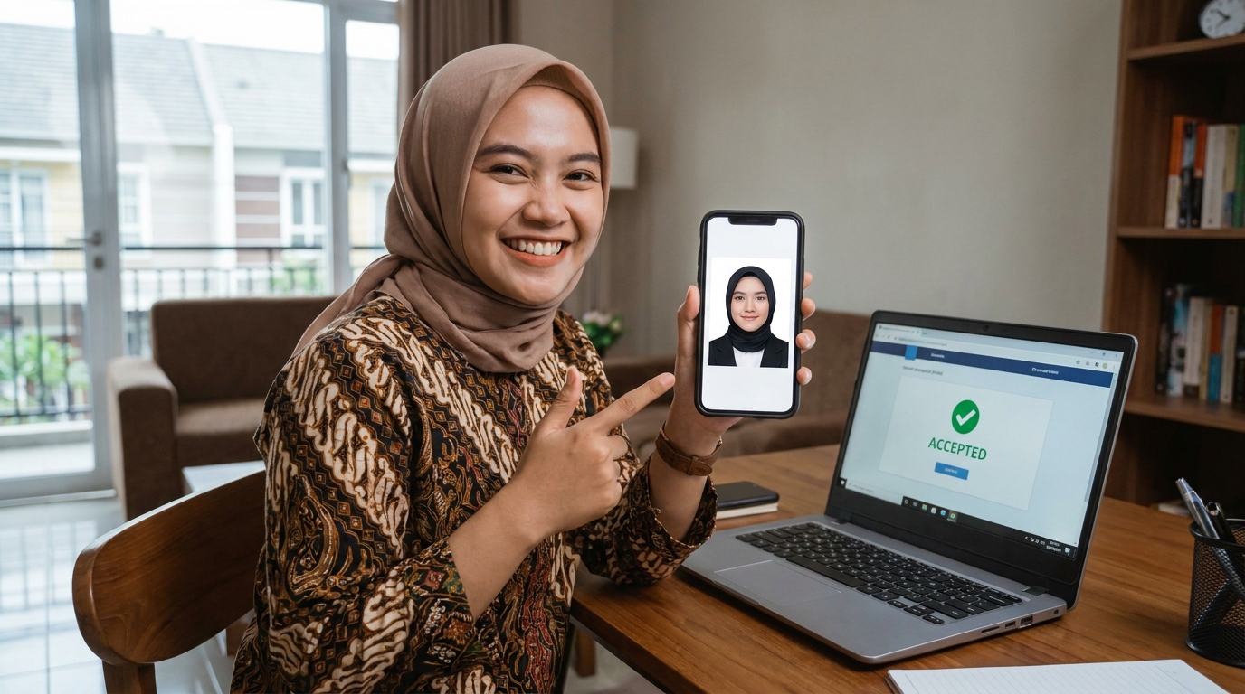 Supporting image showing the final accepted-looking result described in "Persiapan Praktis dengan Bantuan Teknologi AI".