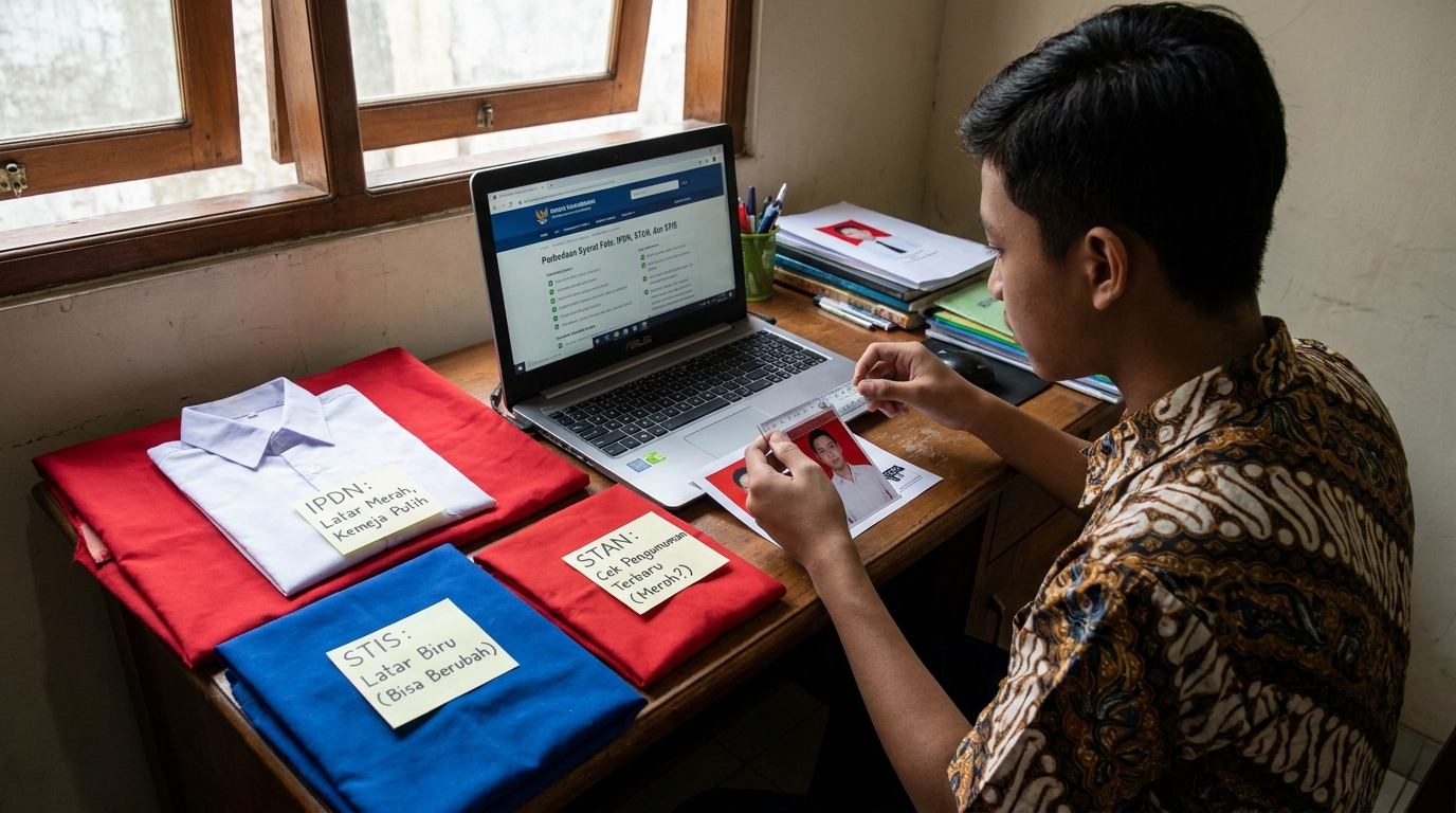 Supporting image that visualizes the requirements, checklist, or technical standards from "Perbedaan Syarat Foto: IPDN, STAN, dan STIS".