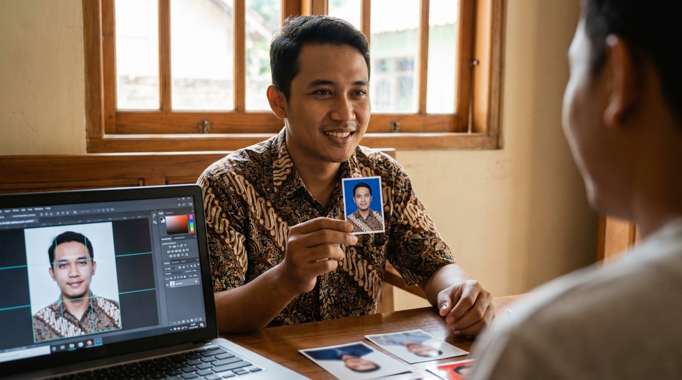 Supporting image showing the final accepted-looking result described in "Proporsi Wajah dan Kesalahan Cropping".