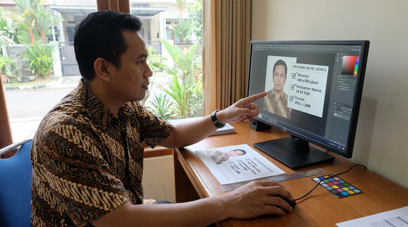 Supporting image that visualizes the requirements, checklist, or technical standards from "Spesifikasi Teknis Standar ISO/IEC 19794-5".