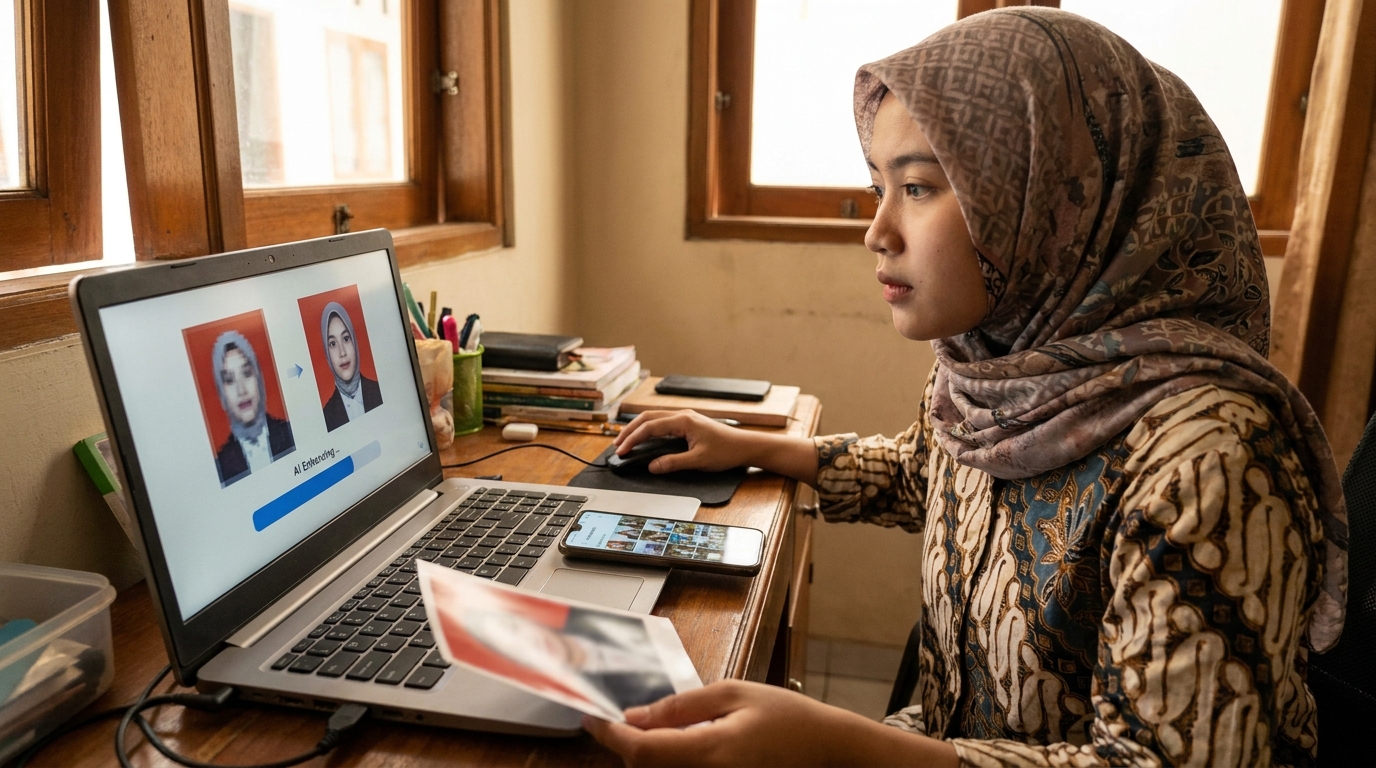 Supporting image showing the main action or workflow from "Cara Memperbaiki Kualitas Pas Foto Secara Mandiri".